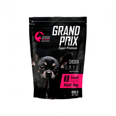 GRAND PRIX сухой корм для взрослых собак мелких и миниатюрных пород с домашней птицей 0,8 кг