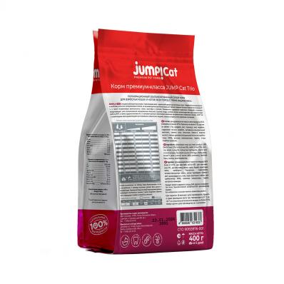Jump!Cat Trio сухой корм для взрослых кошек и котов три вида мяса говядина, кролик, баранина 0,4 кг