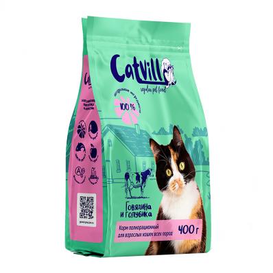 CatVill сухой корм  для взрослых кошек с говядиной и голубикой, 0,4 кг.