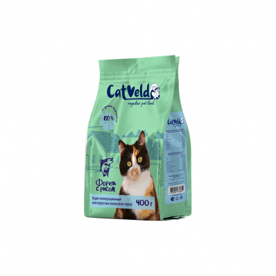 CatVeld сухой корм для взрослых кошек, с форелью и рисом 0,4 кг.
